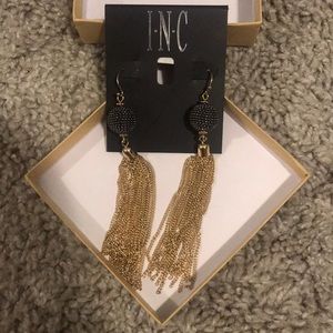 Black and Gold Tassel Earrings